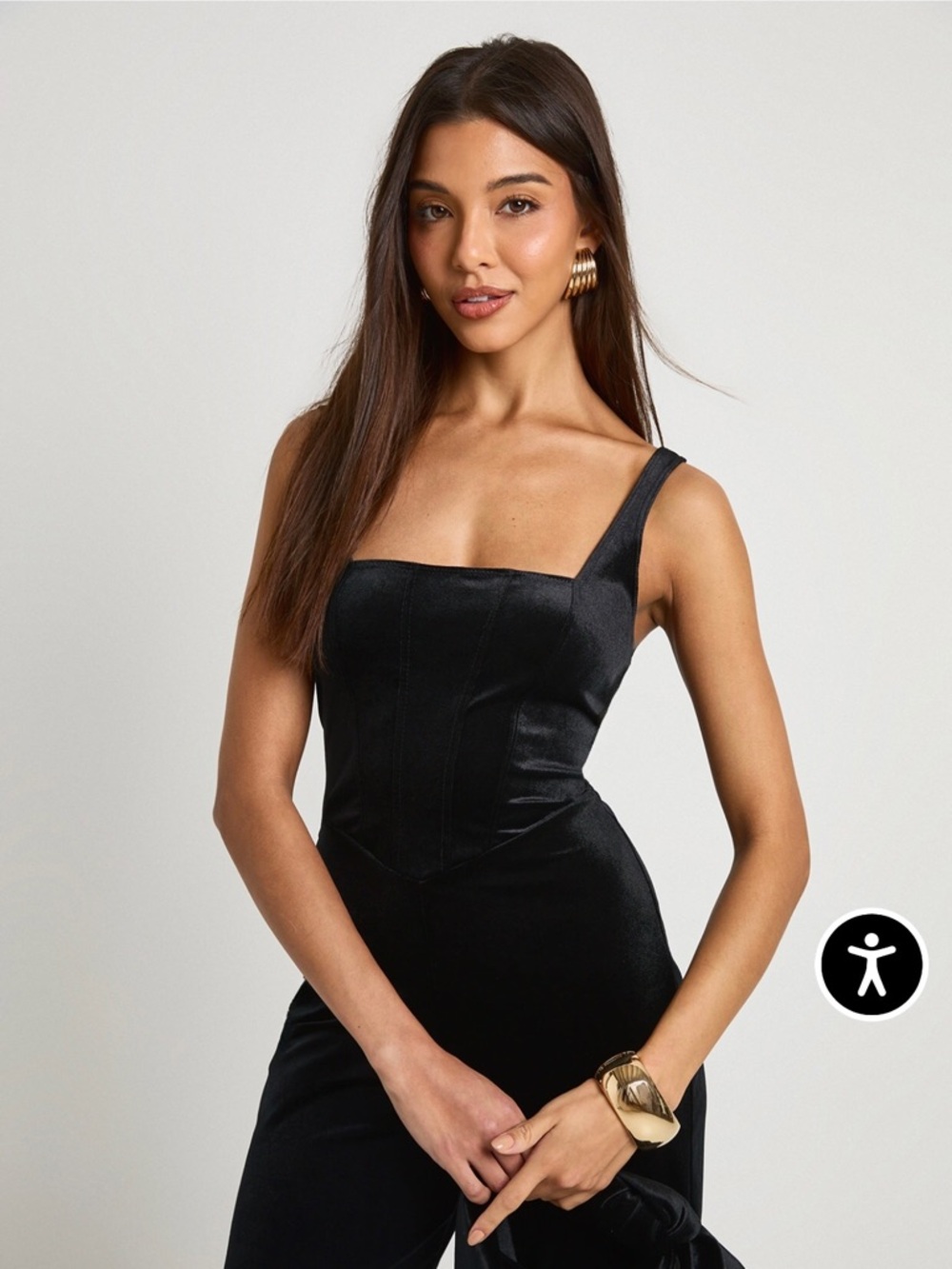 Velvet Square Neck Wide Leg Jumpsuit